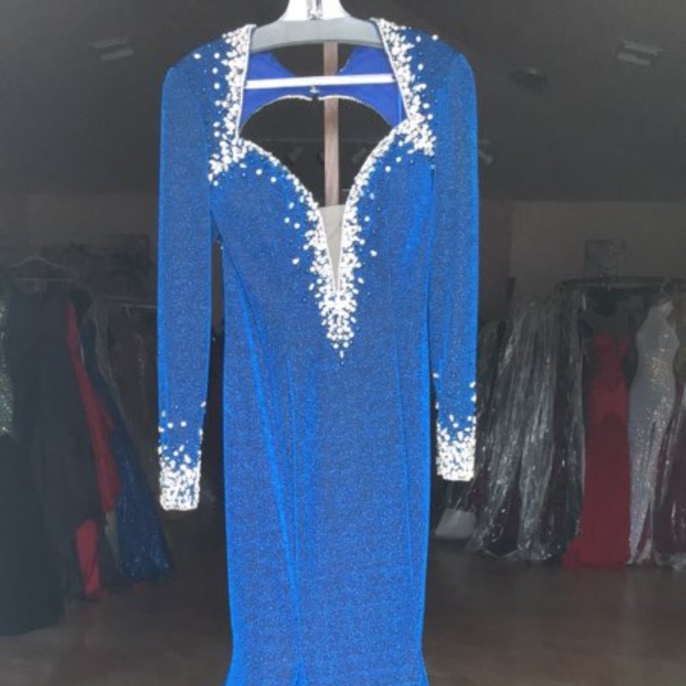 Royal Blue desiner is Johnathan Kayne Gown